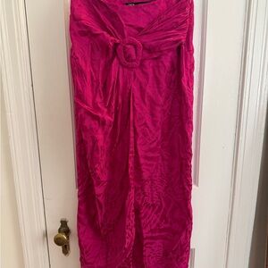 Zara Pink Ruched Pencil Maxi Skirt